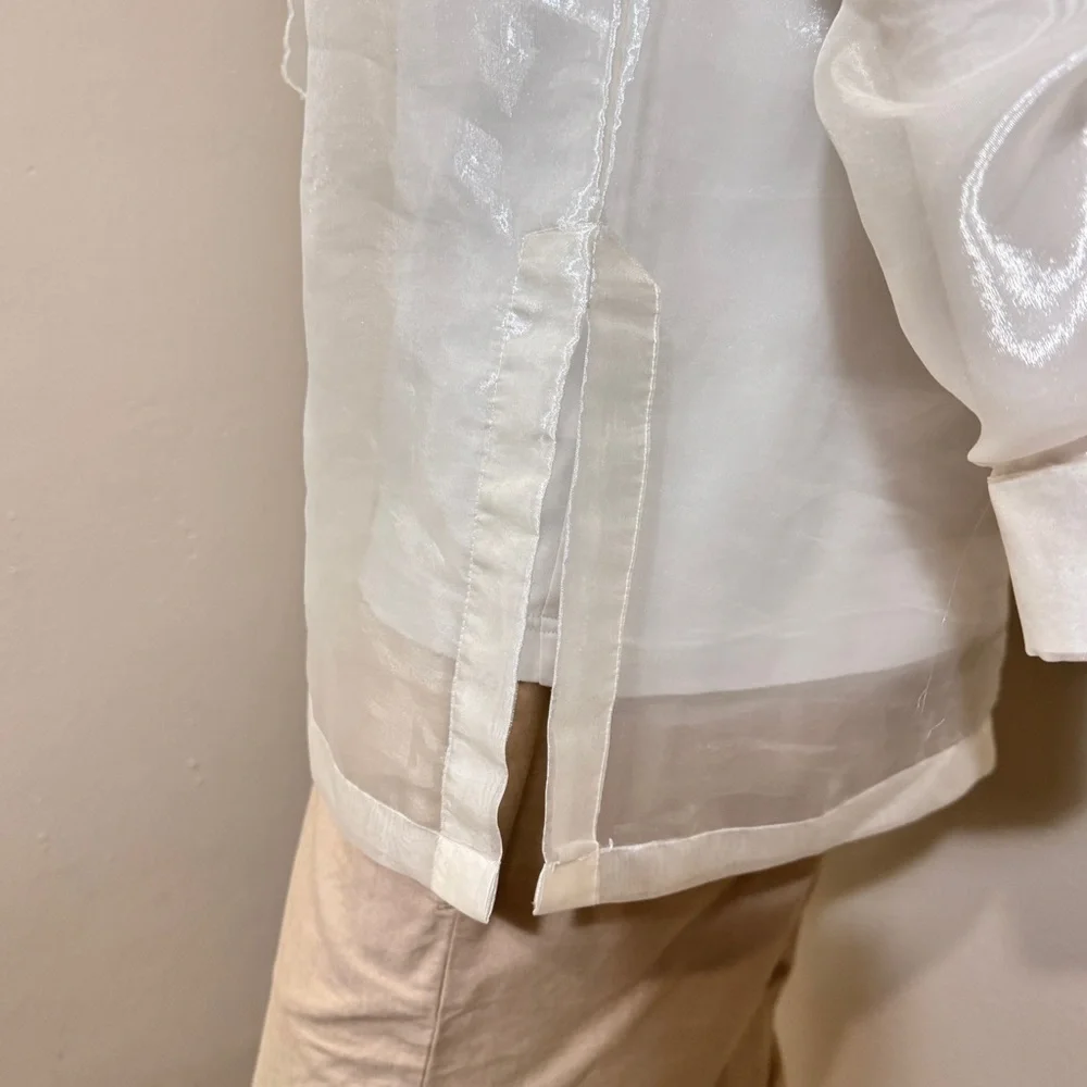 Men’s Filipino Traditional Sheer Ivory Barong - Picture 6 of 12